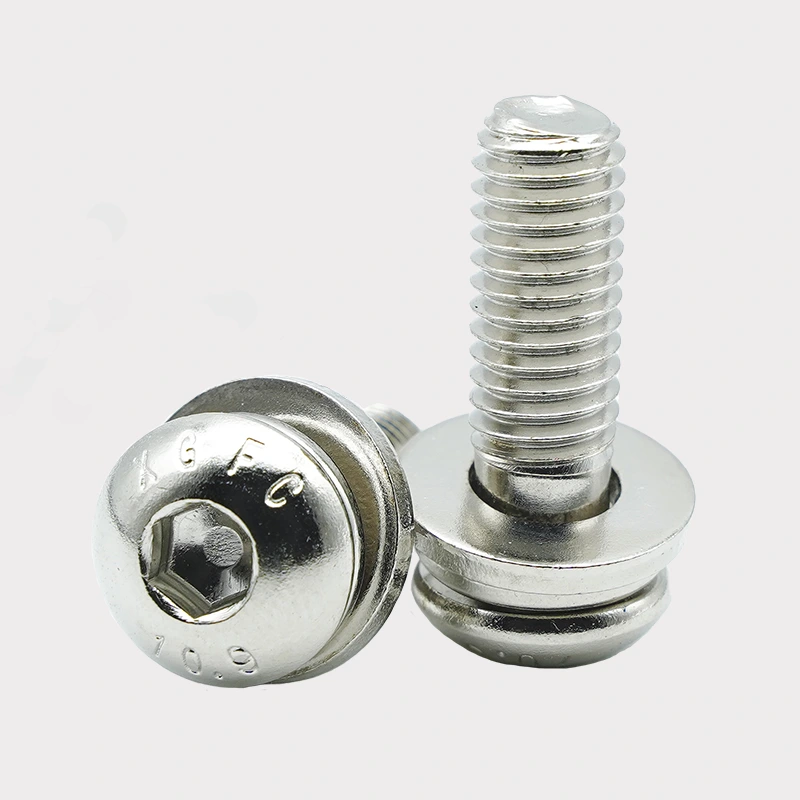 Nikel kaplamalı Hex Socket Düğmesi Baş Kombinasyon Vidaları